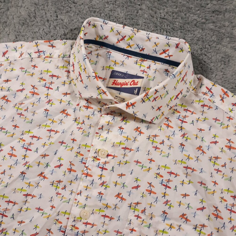 Johnnie-O Hangin' Out Shirt Mens Medium Surfer Cotton Tencel Preppy Button‎ Up